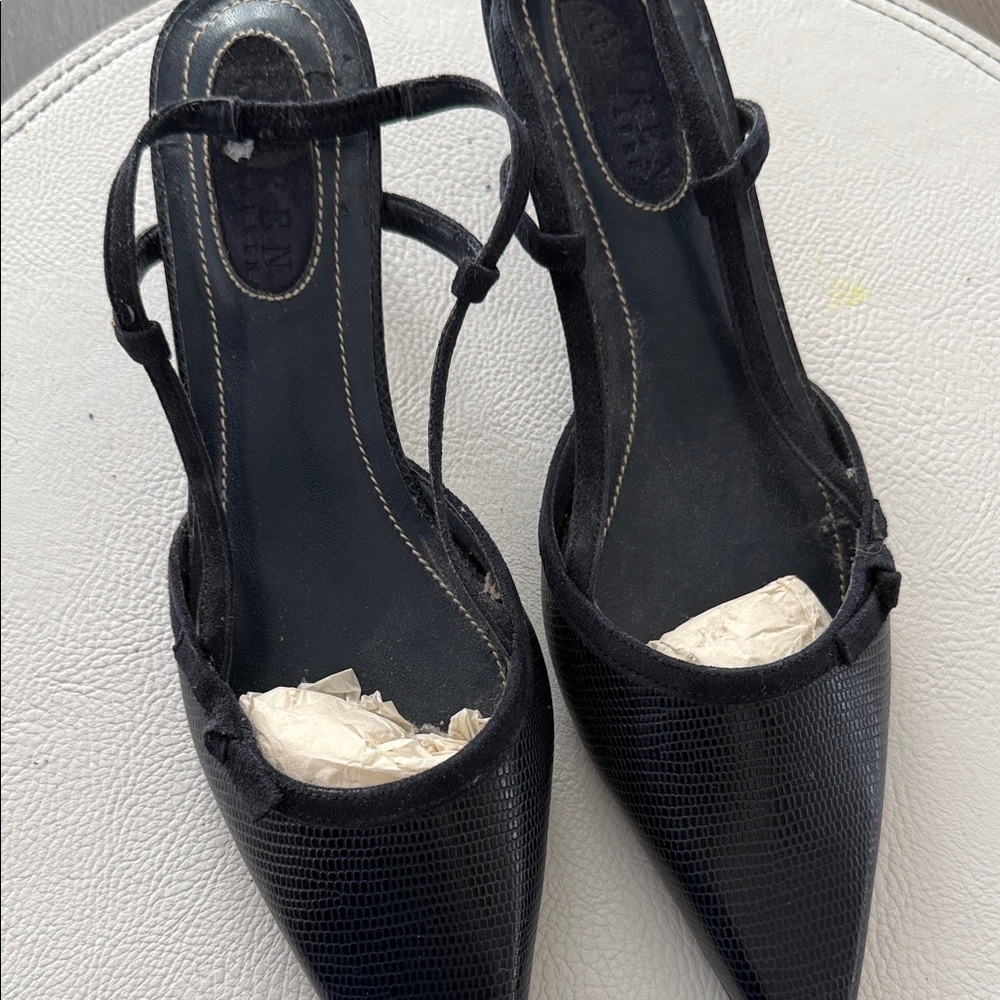 Ralph Lauren Black Textured Heels
